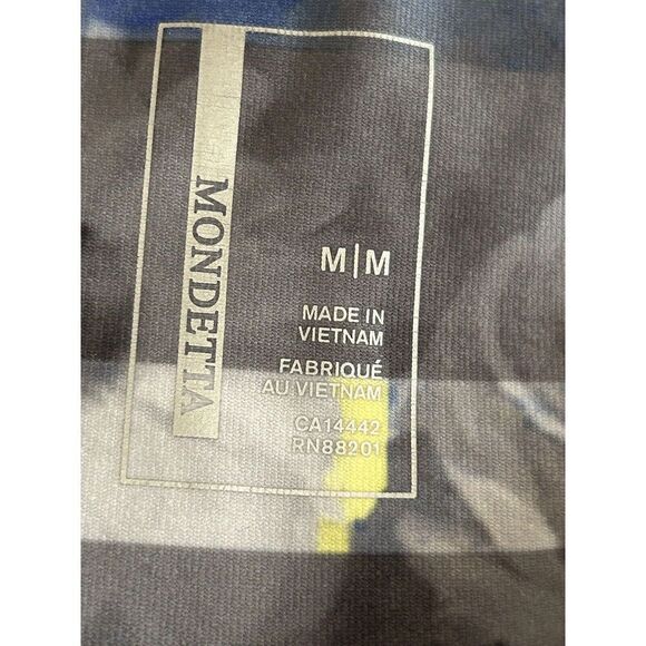 MONDETTA Leggings Workout Yoga Women Size Medium Gray Stripes Floral - Picture 4 of 6